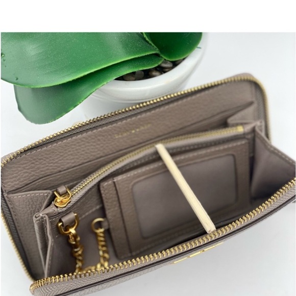 TORY BURCH BRITTEN ZIP CONTINENTAL WITH ID CARD PORTOBELLO GREY COLOR - Picture 3 of 5